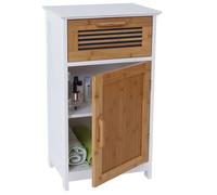 Commode HWC-A85, meuble de salle de bains, bambou, 71x40x31cm blanc