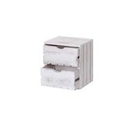 Commode HWC-C62, 2 tiroirs, 36x32x26cm blanc shabby