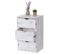 Mendler Commode HWC-C62, 3 tiroirs, 53 x 32 x 26 cm, blanc shabby