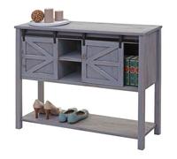 Commode HWC-D57, armoire avec porte glissante, buffet, 81x102x34cm style shabby, vintage, gris foncé