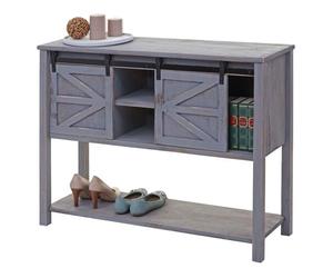 Commode HWC-D57, armoire avec porte glissante, buffet, 81x102x34cm style shabby, vintage, gris foncé