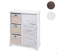 Commode HWC-H21 en bois massif 80x60x30cm blanc miteux