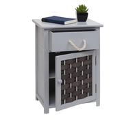 Commode HWC-K83, armoire à tiroirs, bois 55x39,5x28,5cm gris, poly rotin gris foncé