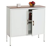 Mendler Commode HWC-L84, Armoire Buffet, 2 Portes métal 90x90x40cm, mélaminé - Blanc