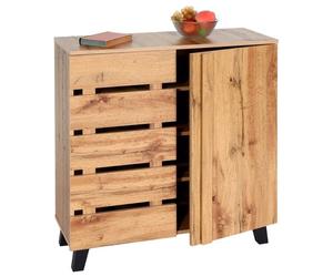 Commode Hwc-M46, Armoire Sideboard Buffet Highboard, 2 Portes 88x80x34cm, Teinte Naturelle Multicolore