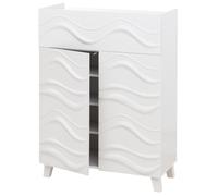 Commode HWC-N86, Armoire Sideboard Buffet, Design 3D vagues Push-to-open portes 107x76x36cm blanc