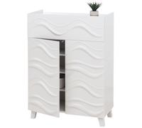Commode HWC-N86, Armoire Sideboard Buffet, Design 3D vagues Push-to-open portes 107x76x36cm blanc