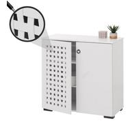 Commode HWC-N87, Buffet Armoire Buffet, design 3D tressé 2 portes 3 compartiments de rangement Soft-Close, 82x80x37cm blanc