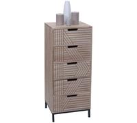 Commode HWC-N90, armoire Highboard, design 3D 5 tiroirs bois métal 84x35x29cm naturel