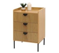 Commode HWC-O39, Armoire Highboard, 3 tiroirs Mélamine MDF 77x50x42cm naturel