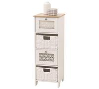 Commode HWC-O75, meuble à tiroirs, 4 tiroirs Tiroirs à paniers Bois Mélamine 82x30x30cm blanc naturel