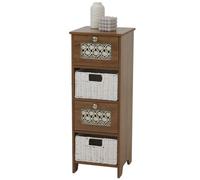 Commode HWC-O75, meuble à tiroirs, 4 tiroirs, tiroirs en osier, bois mélaminé 82 x 30 x 30 cm marron