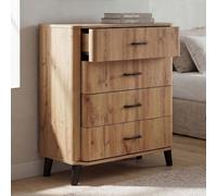 Commode HWC-P42, buffet, 4 tiroirs, MDF 92 x 80 x 40 cm aspect chêne Wotan
