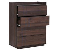 Commode HWC-P44, buffet, 4 tiroirs à ouverture par pression, MDF 107 x 80 x 40 cm aspect noyer