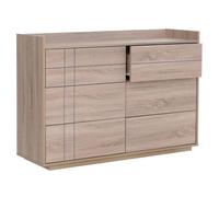 Commode HWC-P44, buffet, 6 tiroirs à ouverture par pression, MDF 83 x 120 x 40 cm aspect chêne Sonoma