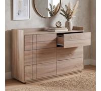 Commode HWC-P44, buffet, 6 tiroirs à ouverture par pression, MDF 83 x 120 x 40 cm aspect chêne Sonoma