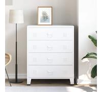 Commode industrielle avec tiroirs Blanc 78 x 40 x 93 cm Armoire à tiroirs | 4 tiroirs, fentes d'aération, facile d'entretien, construction en métal robuste, dimensions compactes