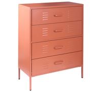Commode Industrielle en Métal Meuble de Rangement à 4 Tiroirs Marron Doré Enago