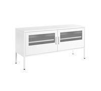 Commode Industrielle Moderne Acier 2 Portes Grillagées Rangement Blanc Morley