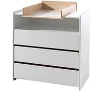 Vipack Commode Kiddy 3 tiroirs blancs avec matelas à langer Kiddy Nature