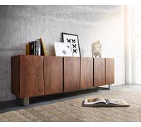 Commode Live-Edge 220 cm massif acacia marron 6 portes buffet