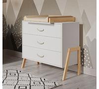 Commode Luna en pin blanc avec table à langer pour une chambre d'enfant parfaite