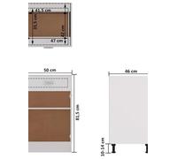 Commode Lyon - Meuble à tiroirs - 50 x 46 x 81,5 cm - Bois - Imperméable - Cadre en plastique - Blanc