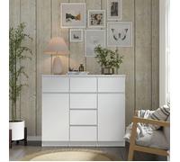 Commode MAJA 2D6S 120 cm blanc mat - 6 tiroirs 2 compartiments