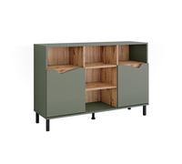 Commode Marelle, 120x81.3cm avec 2 portes, Vert/Chêne Artisan, Vicco 57852