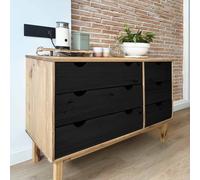 vidaXL Armoire à tiroirs avec tiroir OTTA Noir 111 x 43 x 73,5 cm, Meuble de Salon, Armoire de Rangement, tiroirs Fonctionnels, Bois de pin, Meuble Rustique, série OTTA