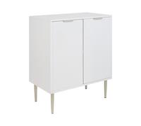 Commode MDF 2 Portes Pieds Métalliques Poignées Buffet Blanc Soho
