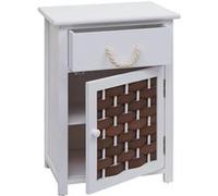 Commode MENDLER HWC-K83 bois 55x39,5x28,5cm blanc poly rotin brun G