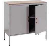 Mendler Commode HWC-L84 – Buffet armoire 2 portes métal 90x90x40 cm mélaminé Gris