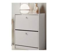 Commode Meuble à chaussures à 2 compartiments en pin massif coloris blanc - Longueur 63 x Profondeur 27 x Hauteur 77.5 cm - marque