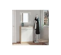 Commode meuble a chaussures coloris blanc brillant / cambrian - Hauteur 101 x Longueur 75 x Profondeur 36 cm --