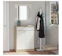 Commode meuble à chaussures coloris blanc brillant - cambrian - Hauteur 101 x Longueur 75 x Profondeur 36 cm