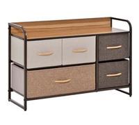 HOMCOM Commode 5 tiroirs commode en tissu meuble de rangement pour la chambre ou le salon plateau en MDF cadre en métal multicolore 87,5 x 29 x 58 cm