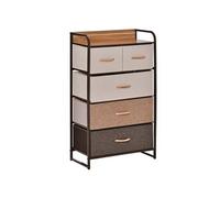 HOMCOM Commode Meuble de Rangement 5 tiroirs Pliables en Tissu 58 x 29 x 99 cm Multicolore