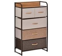 Commode meuble de rangement 5 tiroirs pliables en tissu 58 x 29 x 99 cm marron Marron G