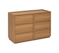 Commode meuble de rangement à 6 tiroirs, coloris marron - Longueur 115 x Profondeur 48 x Hauteur 78 cm