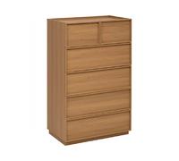 Commode meuble de rangement à 6 tiroirs, coloris marron - Longueur 115 x Profondeur 48 x Hauteur 78 cm