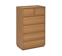 Commode meuble de rangement à 6 tiroirs coloris marron - Longueur 115 x Profondeur 48 x Hauteur 78 cm