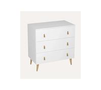 Commode, Meuble de rangement avec 3 tiroirs coloris blanc - Hauteur 83 x Longueur 80 x profondeur 48 cm - -