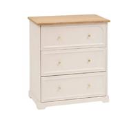 Commode meuble de rangement avec 3 tiroirs, coloris ivoire - Longueur 72 x Profondeur 39 x Hauteur 81 cm