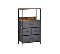 Commode meuble de rangement chiffonnier 4 tiroirs amovibles 1 étagère 58 x 29 x 103 cm gris effet bois