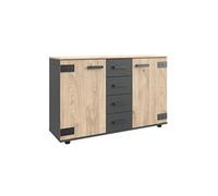 Commode meuble de rangement coloris chene - Longueur 130 x Hauteur 83 x Profondeur 41 cm --