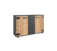 Pegane Commode 4 tiroirs - Chêne/gris