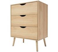 Commode meuble de rangement coloris naturel - longueur 60 x profondeur 40 x hauteur 80.5 cm -JUANIO- naturel G