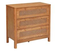 Commode meuble de rangement de 3 tiroirs en rotin - Longueur 90 x Profondeur 45 x Hauteur 85 cm
