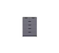 Commode meuble de rangement en bois de 6 tiroirs coloris gris graphite - longueur 81 x profondeur 40 x hauteur 112 cm --